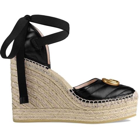 gucci scarpe con zeppa|Sandali espadrillas in pelle con zeppa in Nero .